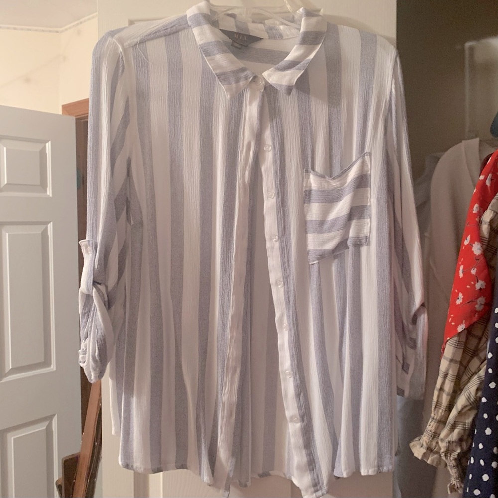 striped button up blouse